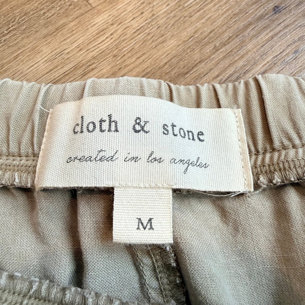CLOTH & STONE Tencel Jogger‎ Pants Beige Elastic Waist Drawstring Pockets Size M - Picture 6 of 8